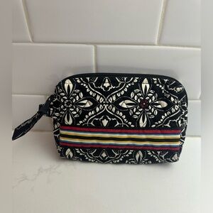 Vera Bradley Black and White Cosmetic Bag with Colorful Stripes